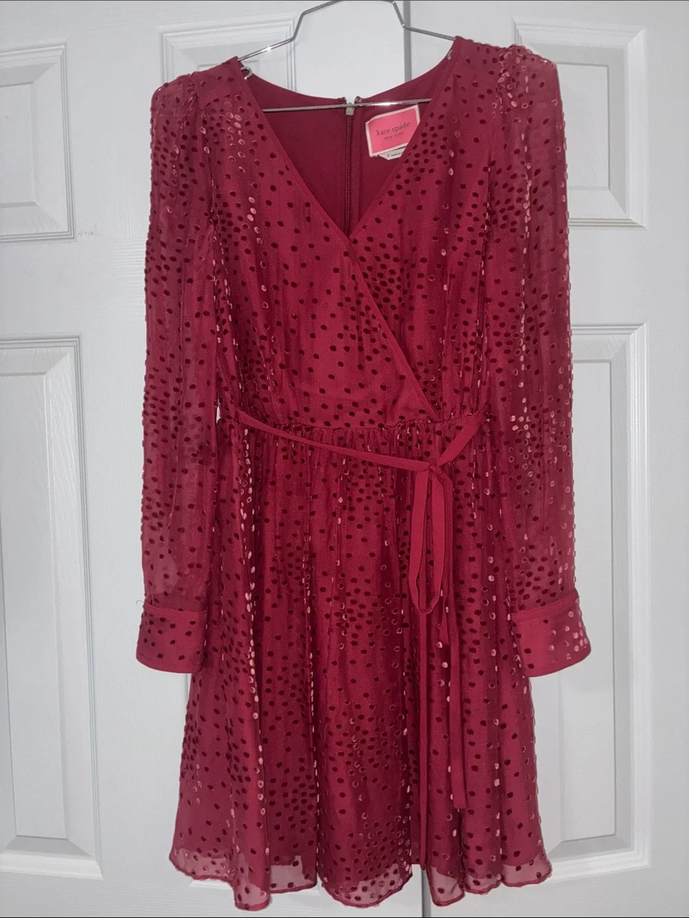 Kate Spade Festive Confetti Devore Dress in burgandy